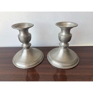 Leonard Genuine Pewter Weighted Candlestick Holders Pair Made in Bolivia Grey